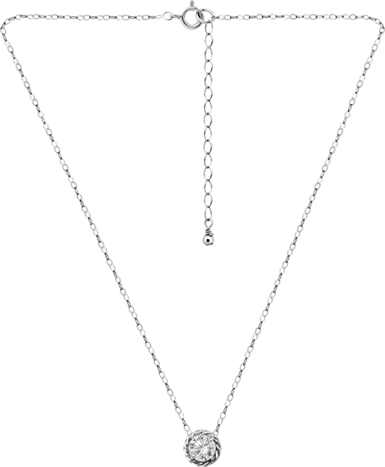 (1 1/4 cttw) 6MM Round Cubic Zirconia with Polished Rope Style Border Necklace. 16" + 2" Extender. 18KT Gold over Sterling Silver. Creat