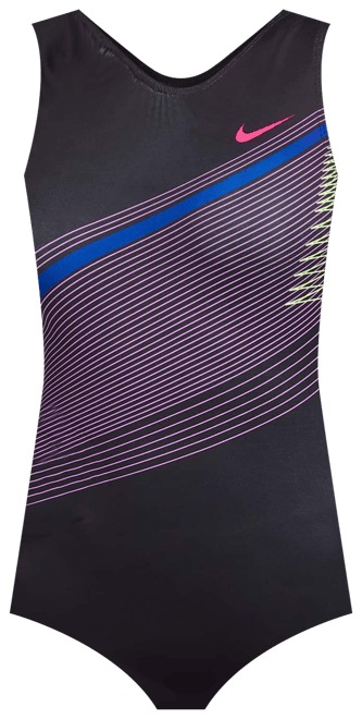 Nike Gymnastics Diagonal Stripe Printed Performance Leotard