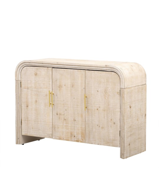 Retro Minimalist Curved Sideboard with Gold Handles and Adjustable Dividers for Living Room or Dining Room