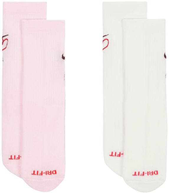 Nike Dri-FIT Little Kids' V-Day Cushioned Crew Socks (2 Pairs)