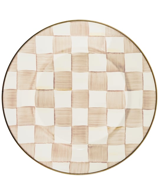 Mocha Check Dinner Plate