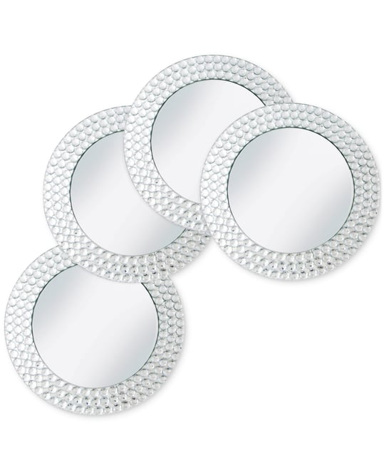 Triple-Bead Mirror Glass Charger Plates, Set of 4