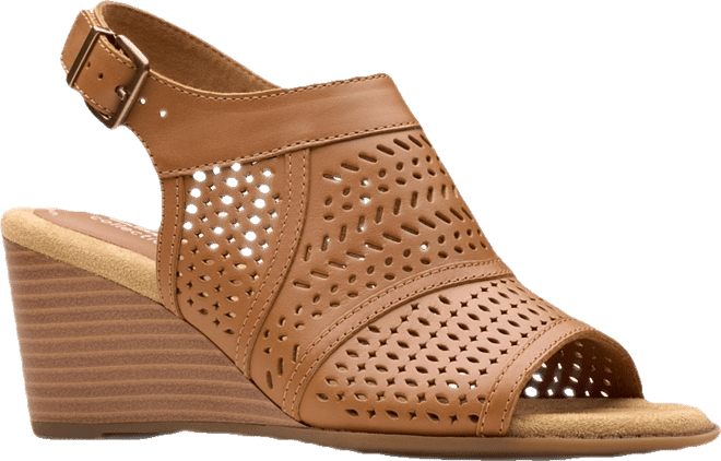 Clarks レーディス Un Helma 新品 23cm Clarks Collection Emmalae Hope Leather Wedge Sandal