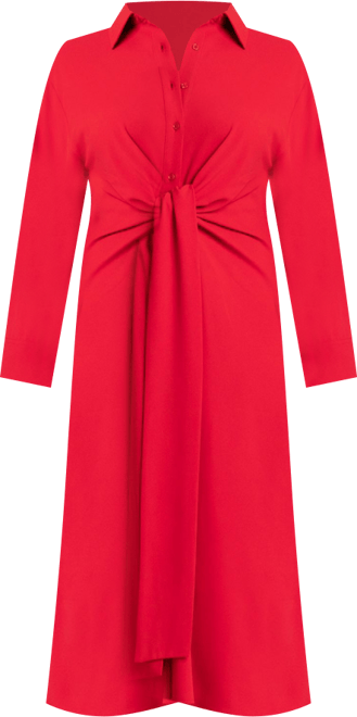 Women's Plus Size Tie Front Oversized Shirt Dress