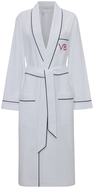 Piping Detail Pyjama Robe In White