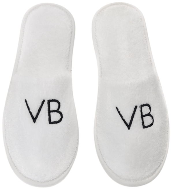 VB Embroidered Towelling Slippers In White