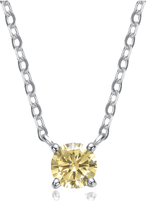 Sterling Silver Colored Cubic Zirconia Birthstone Solitaire Necklace