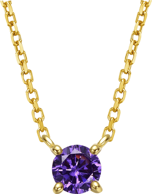 Sterling Silver Colored Cubic Zirconia Birthstone Solitaire Necklace