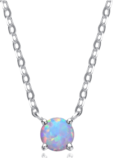 Sterling Silver Colored Cubic Zirconia Birthstone Solitaire Necklace