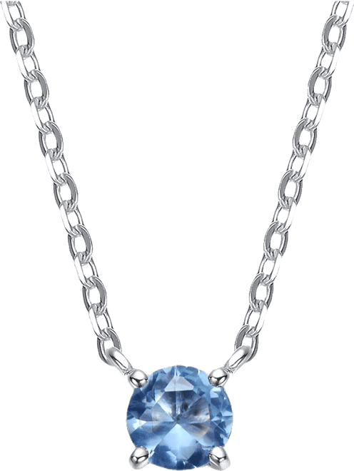 Sterling Silver Colored Cubic Zirconia Birthstone Solitaire Necklace