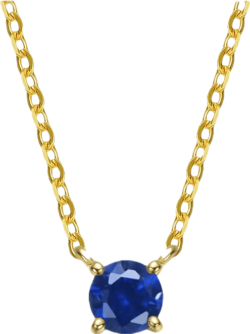 Sterling Silver Colored Cubic Zirconia Birthstone Solitaire Necklace