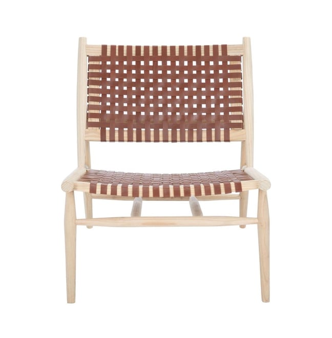 Soleil Leather Woven Accent Chair