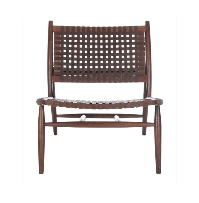 Soleil Leather Woven Accent Chair