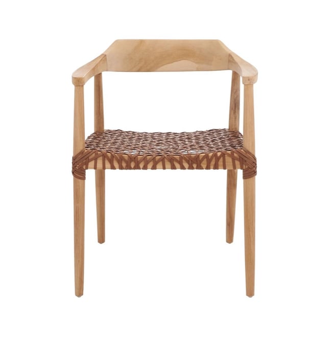 Munro Leather Woven Accent Chair