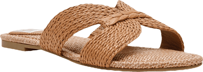 Women's Geeya Raffia Criss Cross Strap Flat Slide Sandals