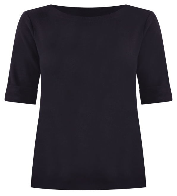 Plus Size Boat-Neck Elbow Sleeve Cotton Top, Exclusively at Macy's