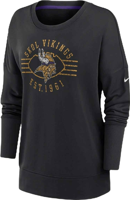 Women's Black Minnesota Vikings Rewind Playback Icon Performance Pullover Sweatshirt