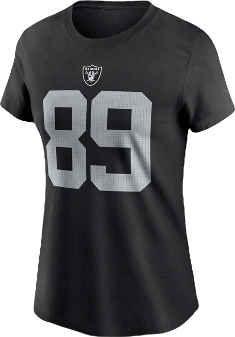 Women's Brock Bowers Black Las Vegas Raiders Player Name Number T-Shirt