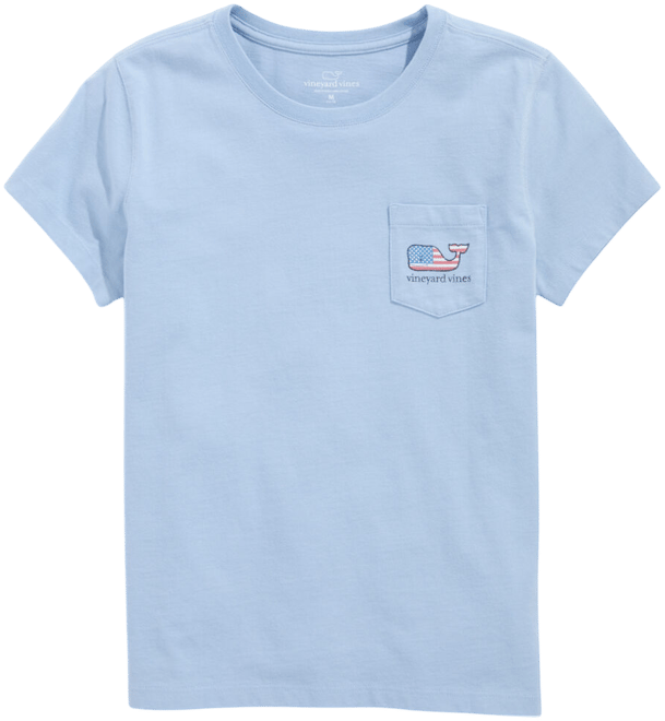 Girls' Flag Whale Short-Sleeve Pocket Tee