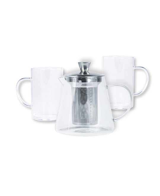 Oolong Glass 3-Piece Teapot and Mug Set