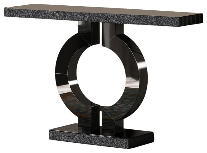 43-Inch Mirrored Console Table with O-Shaped Base, Modern Entryway Table Glass Sofa Table with Mirror Finish, Rectangle Narrow Accent Foyer