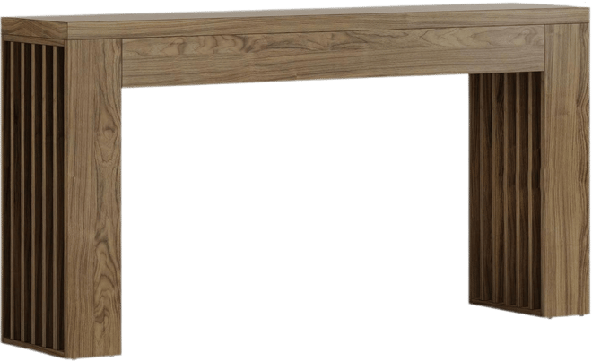 59-Inch Long Wooden Console Sofa Table Behind The Couch with Vertical Slat Legs for Entrance, Hallway, Entryway, Living Room (Rustic Brown)