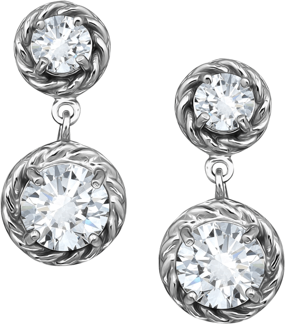 Cubic Zirconia Rope Frame Double Drop Earrings in 18k Gold-Plated Sterling Silver, Exclusively at Macy's