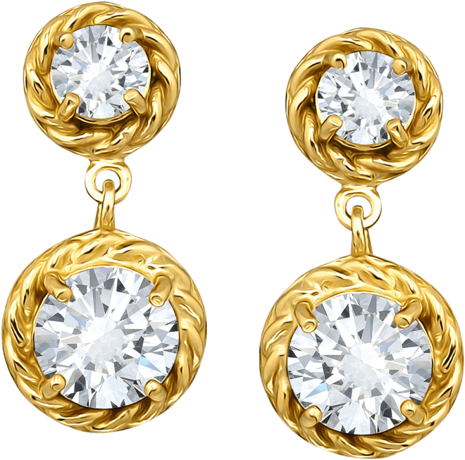 Cubic Zirconia Rope Frame Double Drop Earrings in 18k Gold-Plated Sterling Silver, Exclusively at Macy's