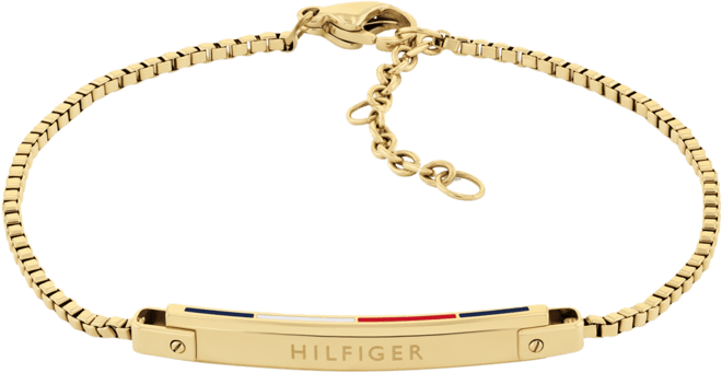 Linear Logo Plaque Chain Bracelet