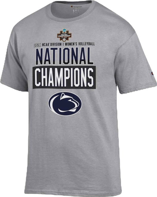 Men's Gray Penn State Nittany Lions 2024 Ncaa Women's Volleyball National s Locker Room T-Shirt