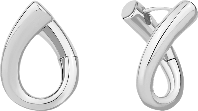 Silver and Gold Hinged Twist Hoop Earrings
