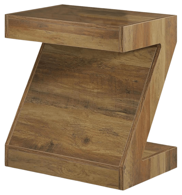Wood Side End Table for Living Room, Bedside Nightstand for Bedroom, Z-Shaped