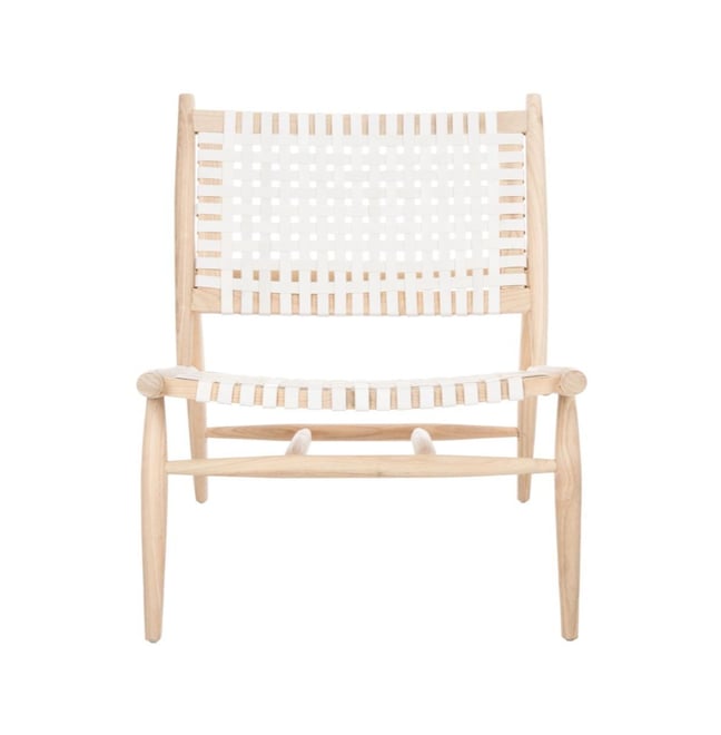 Soleil Leather Woven Accent Chair