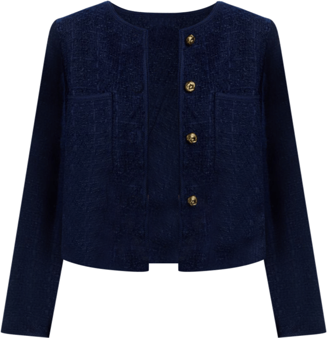 BLUELEA ブルレア Double button tweed jacket TOP Designer Jacket Women's Classic Slim Double Breasted