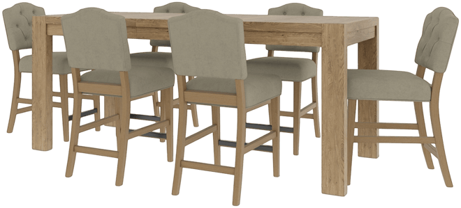 7pc Counter Height Dining Set (Davie Rectangular Table & 6 Jesilyn Stools)