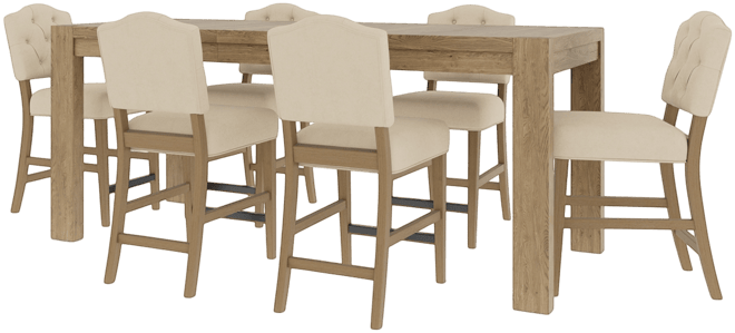 7pc Counter Height Dining Set (Davie Rectangular Table & 6 Jesilyn Stools)