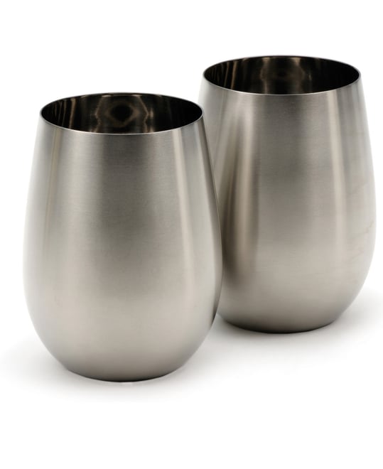 Stemless Stainless Steel Wine Glasses, Set of 2