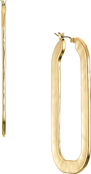 Gold-Tone Hammered Oval Hoop Earrings, Exclusively at Macy's