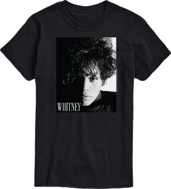 Mens Short Sleeve Whitney Houston Graphic T-Shirt, Color: Black