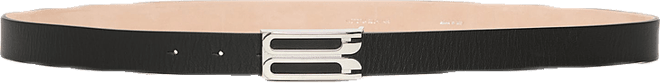 Silver Buckle Dorian Belt In Black Grained Leather