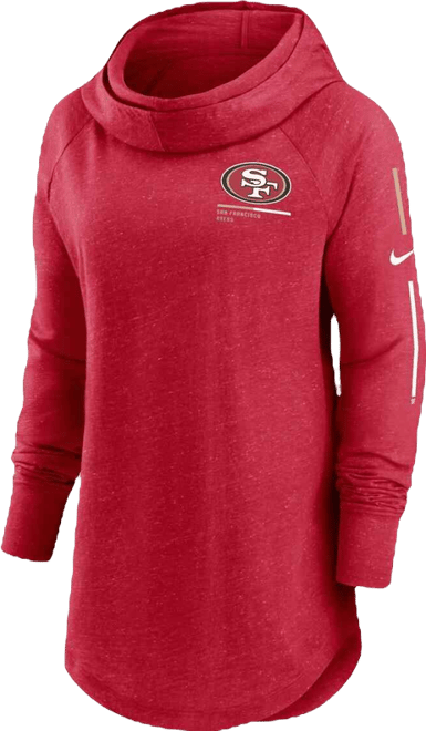 Women's  Scarlet San Francisco 49ers Minimal Statement Raglan Funnel Neck Pullover Hoodie
