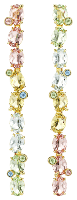 Gema Gold-Tone Plated, Asymmetrical Design, Mixed Cuts, Multicolored Drop Earrings
