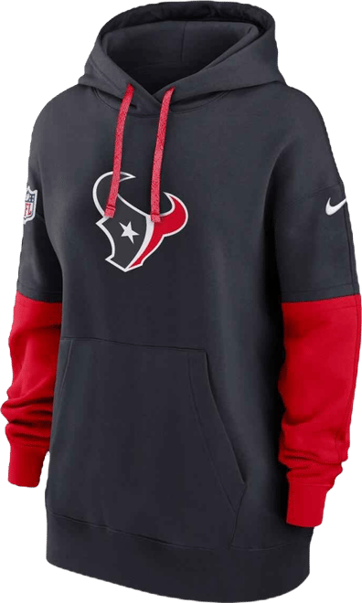 Women's Navy Houston Texans 2024 Sideline Essential Fleece Pullover Hoodie