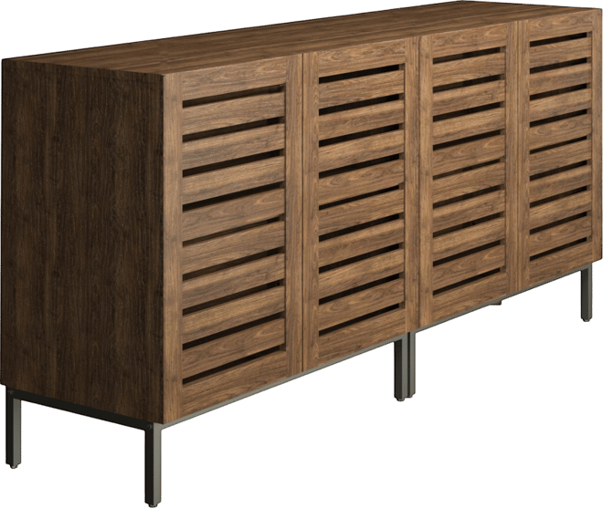 Lovmor Farmhouse Sideboard Buffet Storage Cabinet with Strip Skeleton Door and Adjustable shelves, for living room dining room kitchen