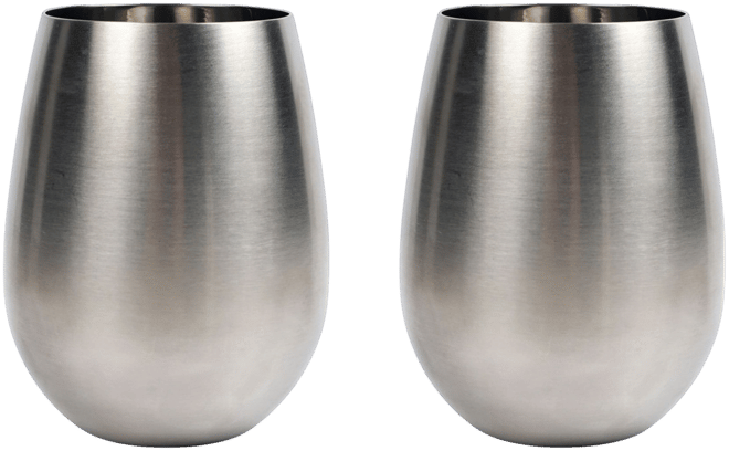 Stemless Stainless Steel Wine Glasses, Set of 2