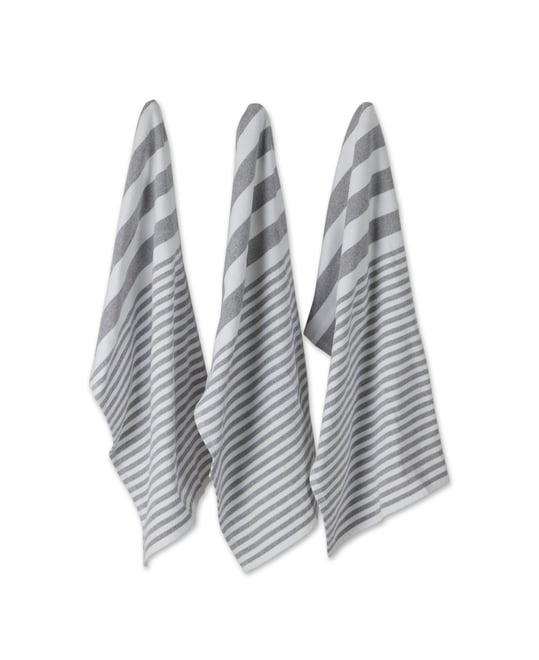 Mineral French Terry Nautical Stripe Cotton Dishtowel 3 Pack Set, 18" x 28"
