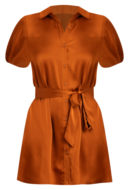 Women's Fluid-Satin Puff-Sleeve Mini Dress