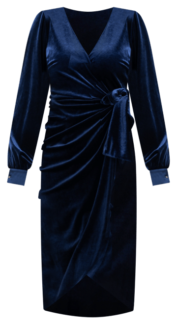 Women's Velvet V-Neck Side-Ruched Dress