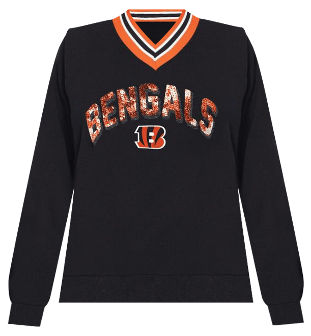 Women's Black Cincinnati Bengals Alice V-Neck Pullover Sweatshirt