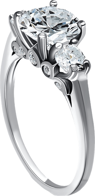 Cubic Zirconia Three Bridal Stone Ring in Sterling Silver, Exclusively at Macy's